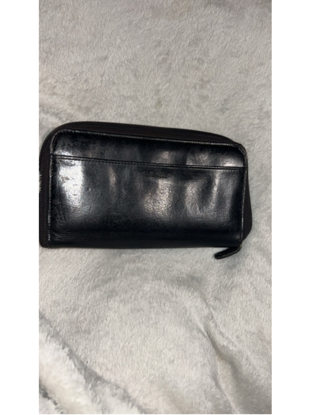 Vintage Coach Black Leather Zip-Around Wallet One Size - Picture 3 of 8